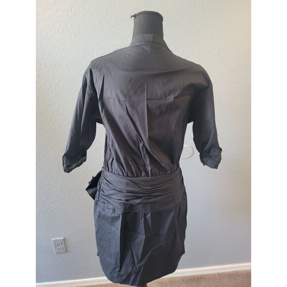 Nordstrom Cynthia Steffe Black Rolled Sleeve Tie Bow Detail Knee Length Dress - Picture 6 of 11